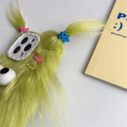 ELECTROPRIME For iPhone 15 Plush Funny Monster TPU Phone Case(Green)