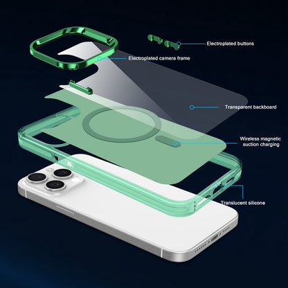 ELECTROPRIME For iPhone 15 Plus Electroplated IMD Magsafe PC Hybrid TPU Phone Case(Green)
