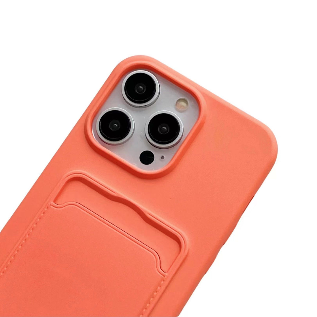 ELECTROPRIME For iPhone 15 Plus Card Slot Liquid Silicone Phone Case with Lanyard(Orange)