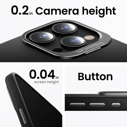 ELECTROPRIME For iPhone 15 PC Hybrid TPU Holder Plain Leather Phone Case(Black)