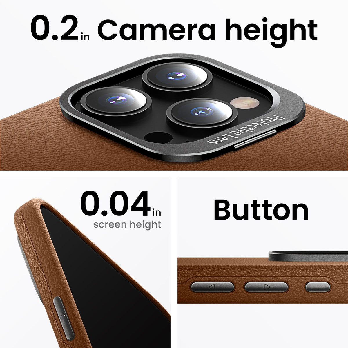 ELECTROPRIME For iPhone 15 PC Hybrid TPU Holder Plain Leather Phone Case(Brown)