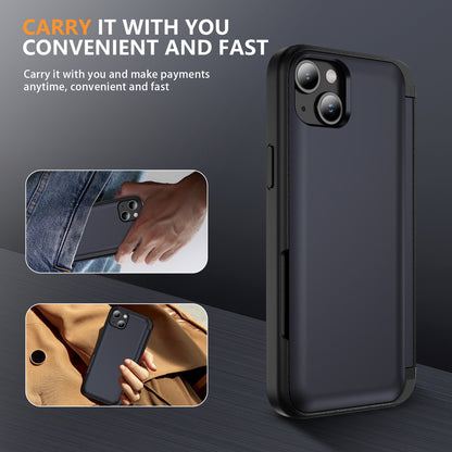 ELECTROPRIME For iPhone 15 3 in 1 Flip Holder Phone Case(Royal Blue)