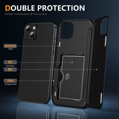 ELECTROPRIME For iPhone 15 3 in 1 Flip Holder Phone Case(Black)