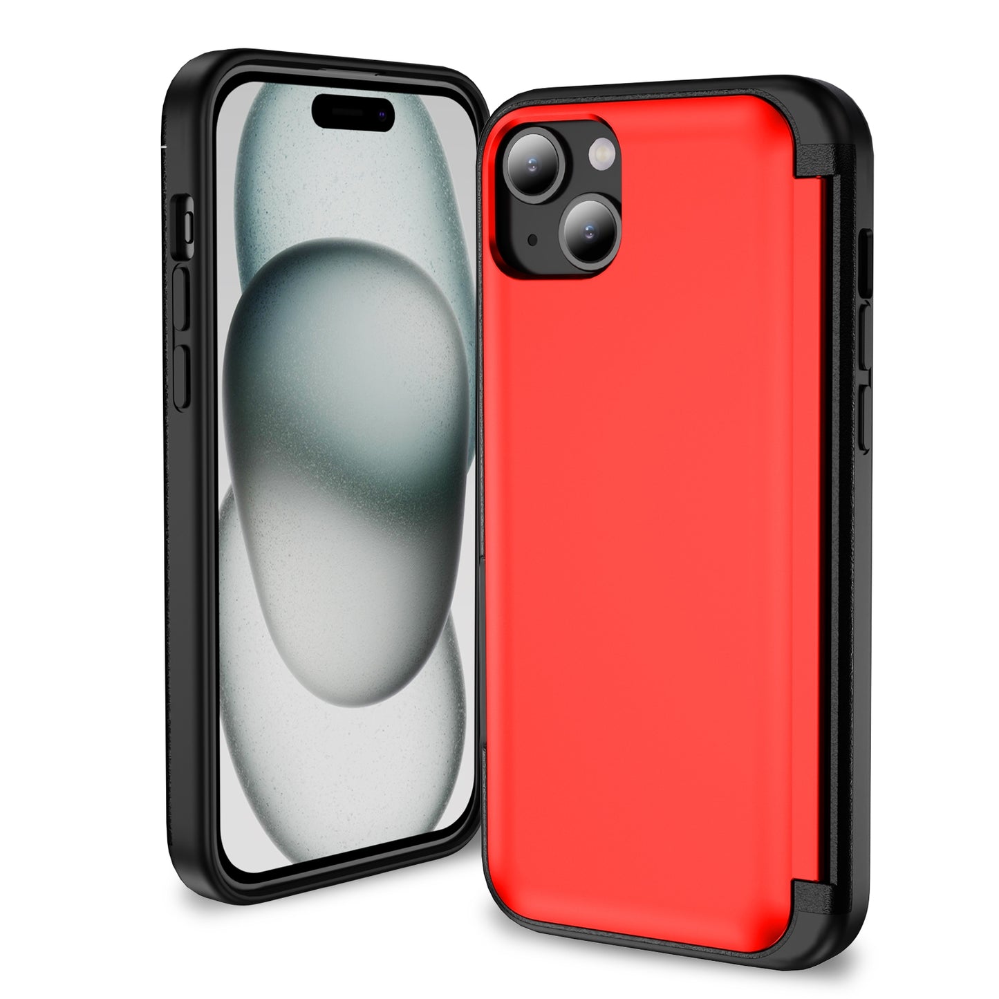 ELECTROPRIME For iPhone 15 3 in 1 Flip Holder Phone Case(Red)
