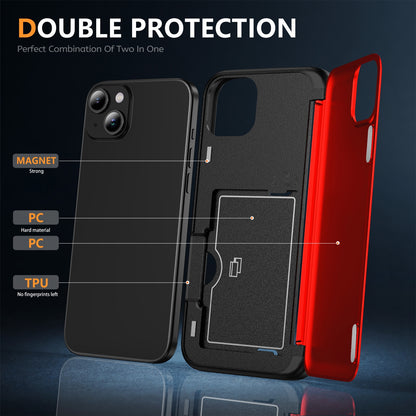 ELECTROPRIME For iPhone 15 3 in 1 Flip Holder Phone Case(Red)