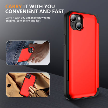ELECTROPRIME For iPhone 15 3 in 1 Flip Holder Phone Case(Red)