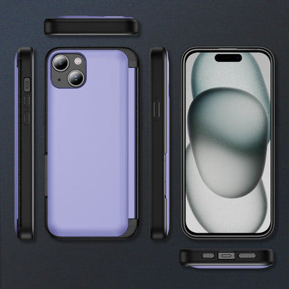 ELECTROPRIME For iPhone 15 3 in 1 Flip Holder Phone Case(Light Purple)