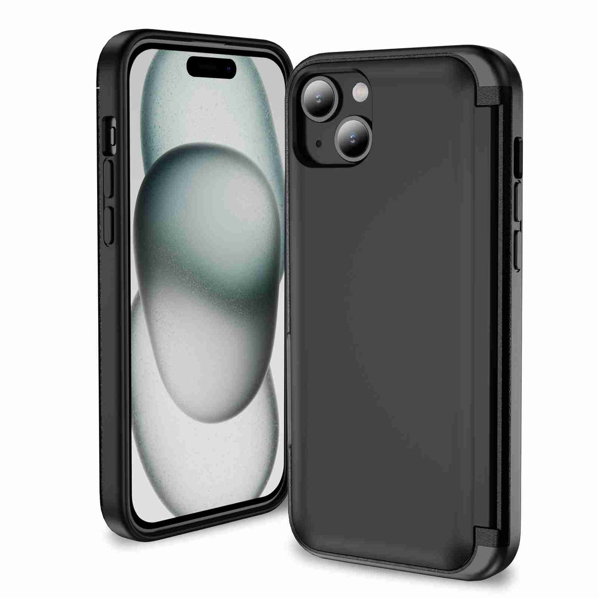 ELECTROPRIME For iPhone 15 Plus 3 in 1 Flip Holder Phone Case(Black)