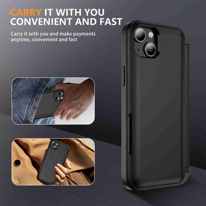 ELECTROPRIME For iPhone 15 Plus 3 in 1 Flip Holder Phone Case(Black)