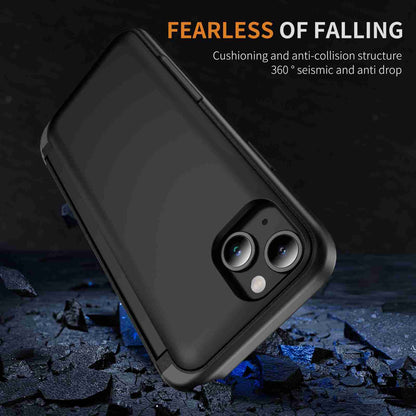 ELECTROPRIME For iPhone 15 Plus 3 in 1 Flip Holder Phone Case(Black)