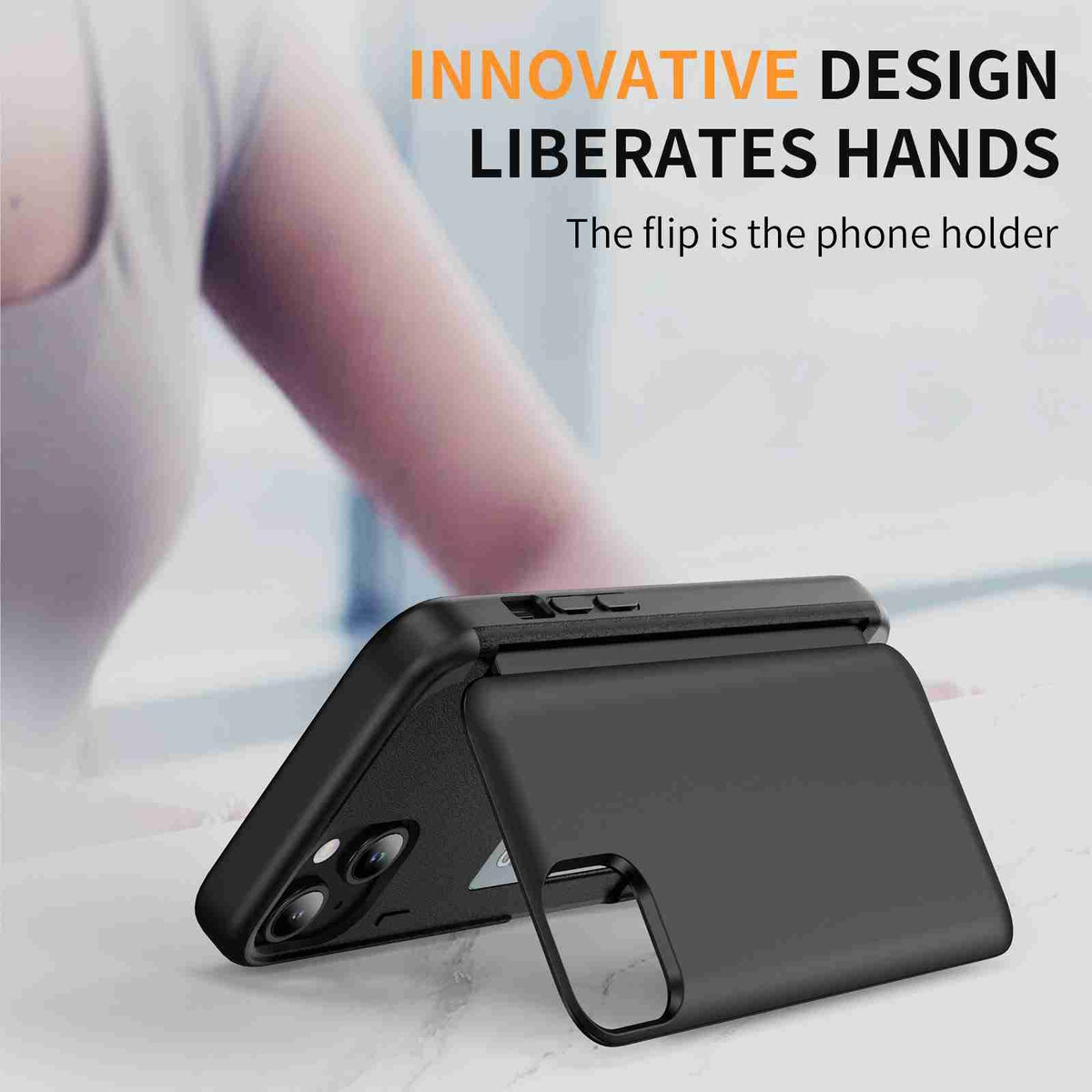 ELECTROPRIME For iPhone 15 Plus 3 in 1 Flip Holder Phone Case(Black)