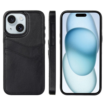 ELECTROPRIME For iPhone 15 Litchi Leather Skin Card Slots Phone Case(Black)