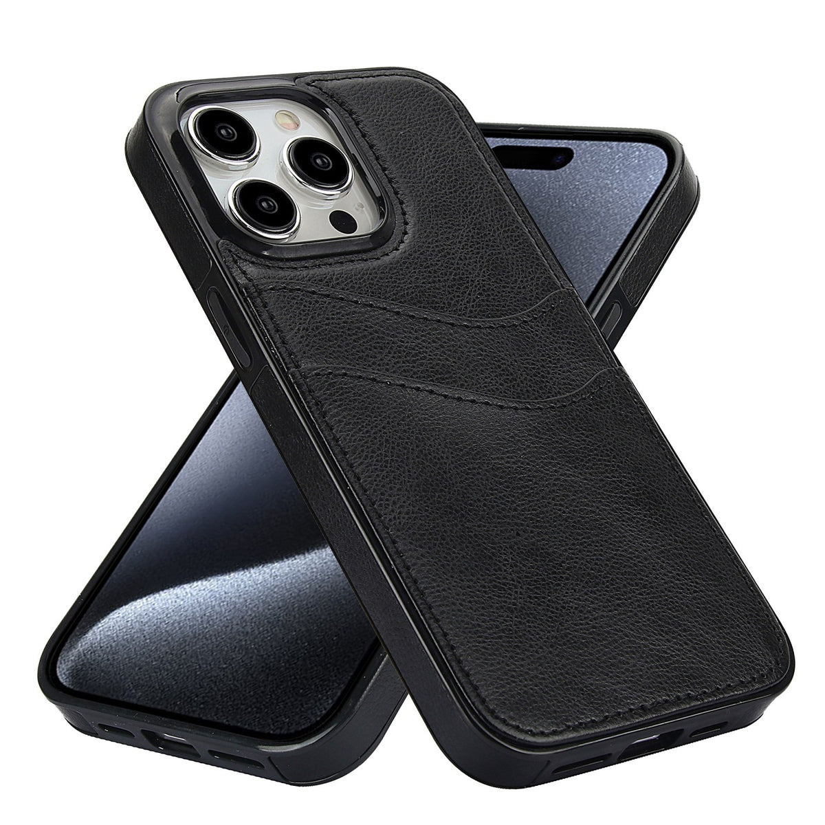 ELECTROPRIME For iPhone 15 Litchi Leather Skin Card Slots Phone Case(Black)
