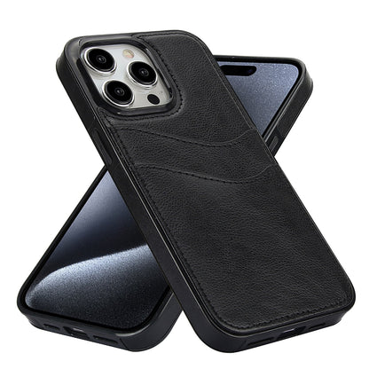 ELECTROPRIME For iPhone 15 Litchi Leather Skin Card Slots Phone Case(Black)
