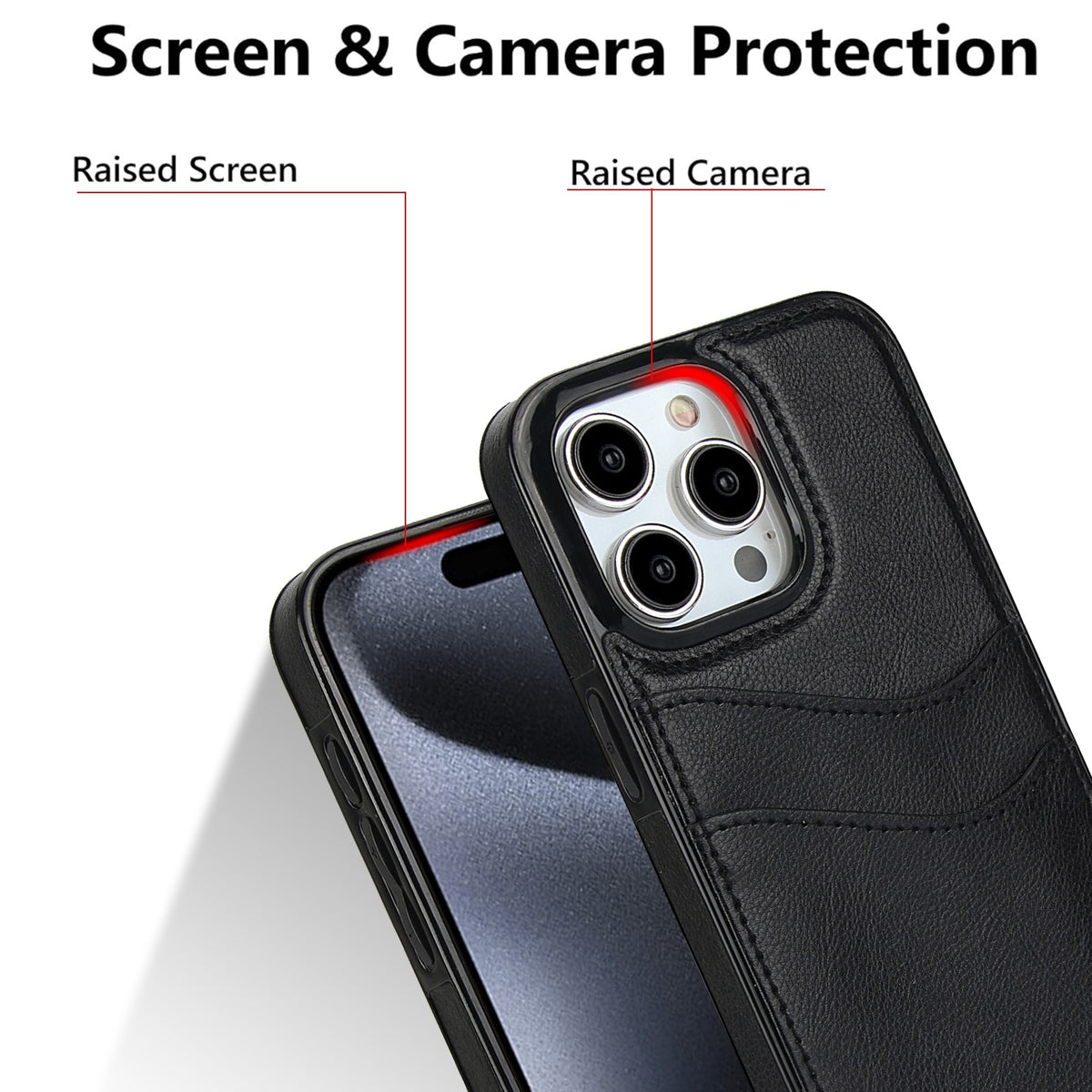 ELECTROPRIME For iPhone 15 Litchi Leather Skin Card Slots Phone Case(Black)