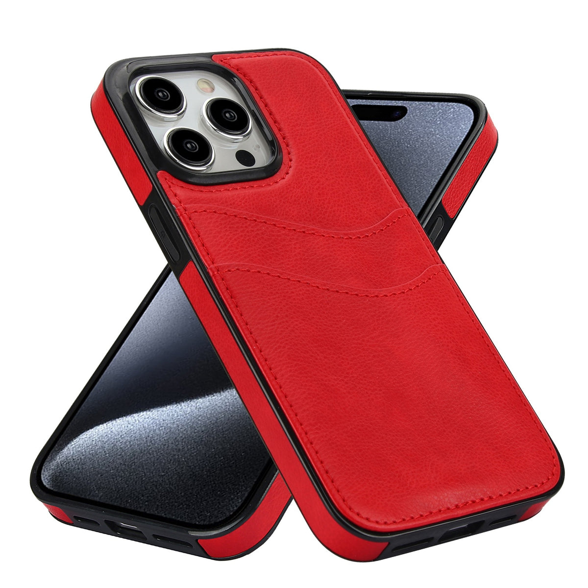 ELECTROPRIME For iPhone 15 Litchi Leather Skin Card Slots Phone Case(Red)