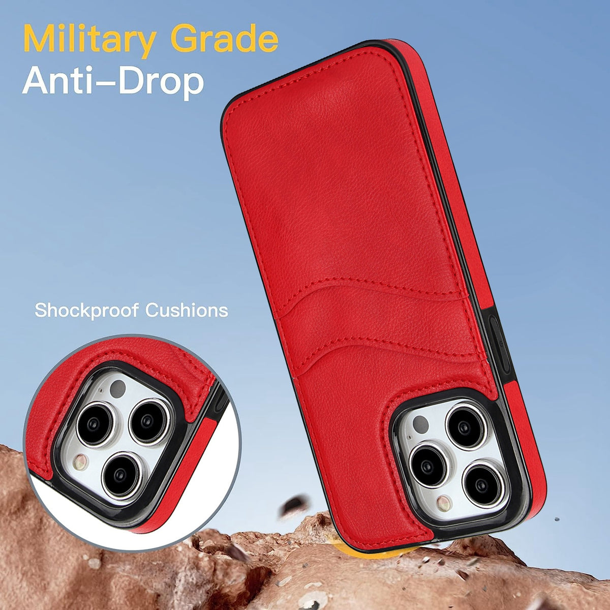 ELECTROPRIME For iPhone 15 Litchi Leather Skin Card Slots Phone Case(Red)