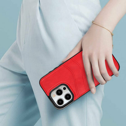 ELECTROPRIME For iPhone 15 Litchi Leather Skin Card Slots Phone Case(Red)