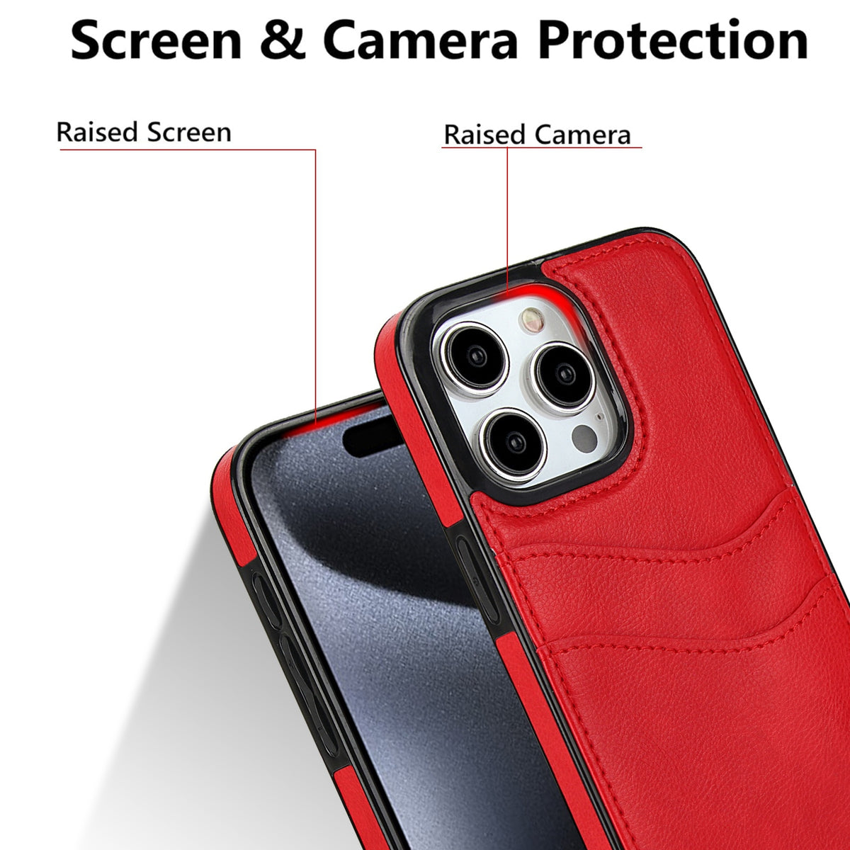 ELECTROPRIME For iPhone 15 Litchi Leather Skin Card Slots Phone Case(Red)