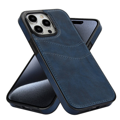 ELECTROPRIME For iPhone 15 Litchi Leather Skin Card Slots Phone Case(Blue)