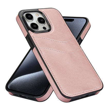 ELECTROPRIME For iPhone 15 Litchi Leather Skin Card Slots Phone Case(Rose Gold)