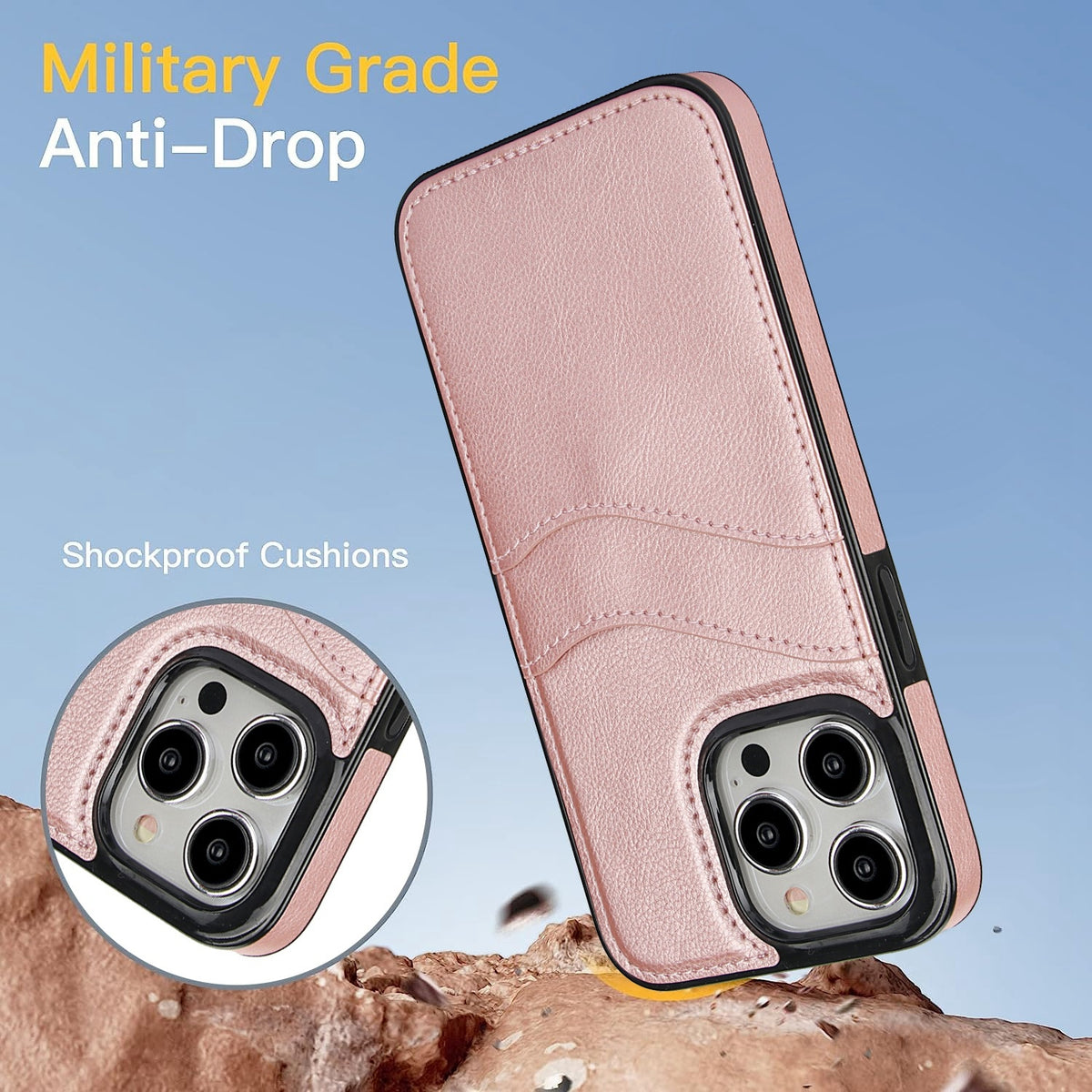 ELECTROPRIME For iPhone 15 Litchi Leather Skin Card Slots Phone Case(Rose Gold)