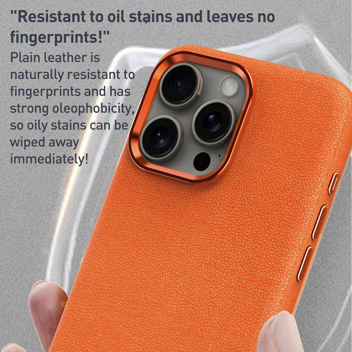 ELECTROPRIME For iPhone 15 Plus Metal Lens Frame Leather Full Coverage Shockproof Phone Case(Grey)