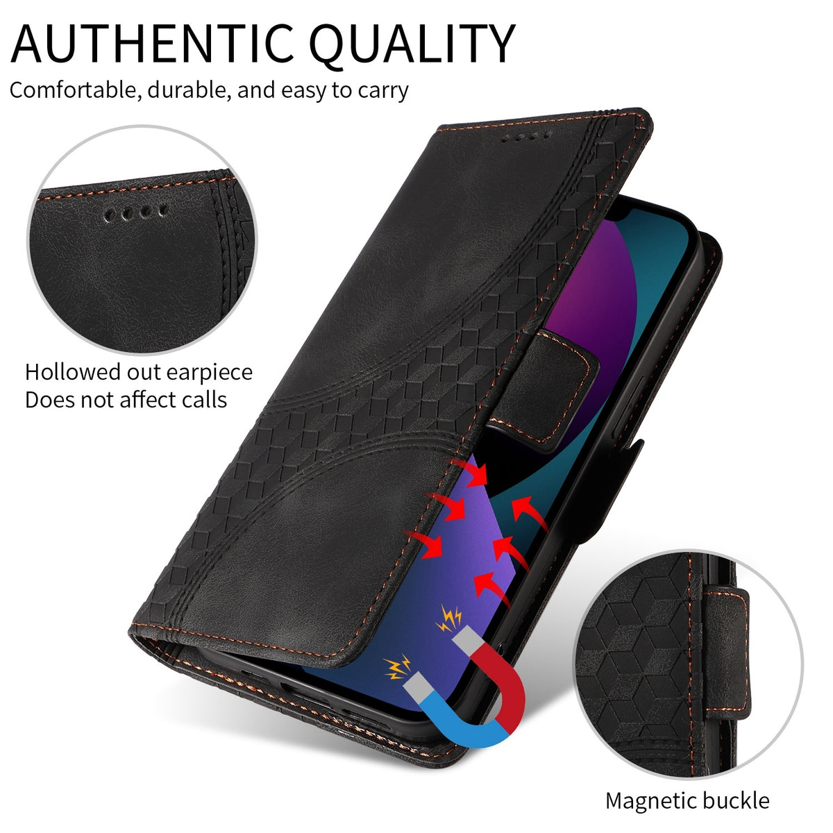 ELECTROPRIME For iPhone 15 Plus Embossed Rhombus Starry Leather Phone Case(Black)