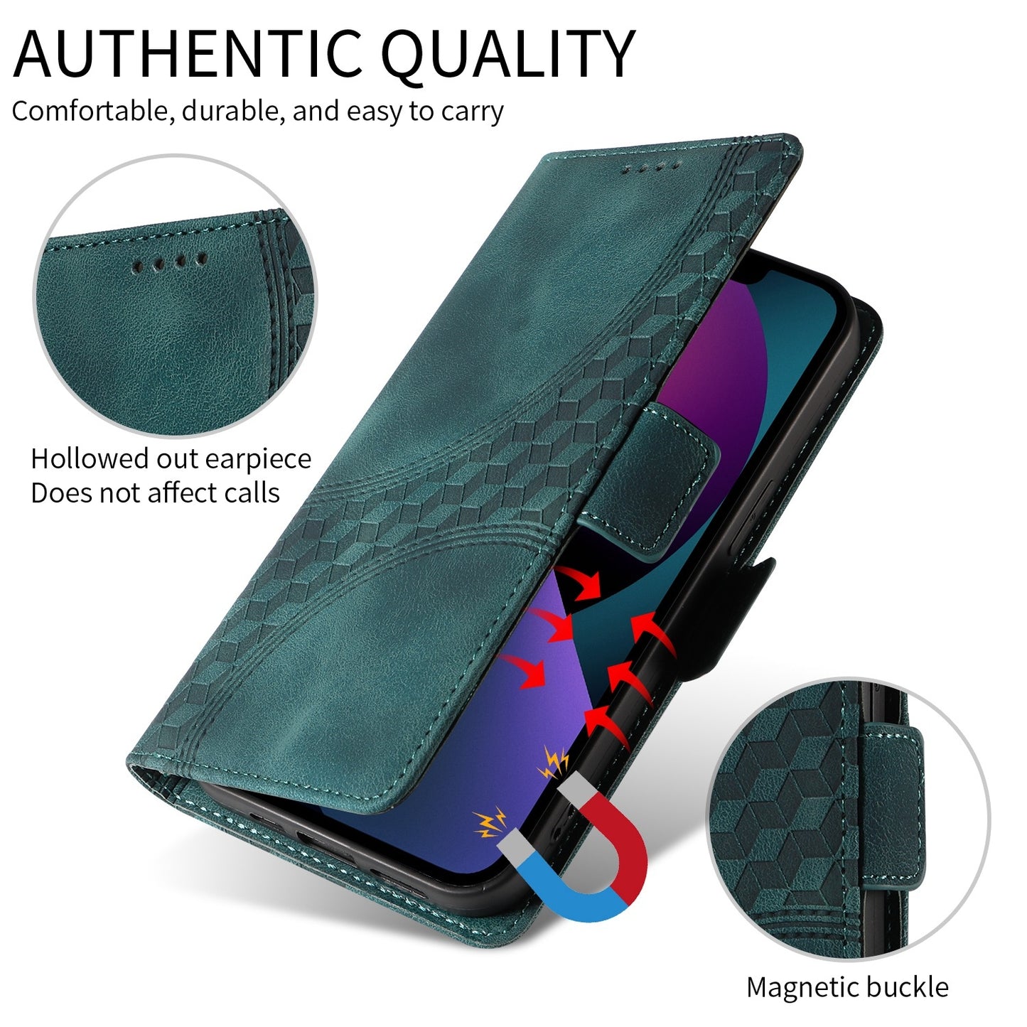 ELECTROPRIME For iPhone 15 Embossed Rhombus Starry Leather Phone Case(Green)