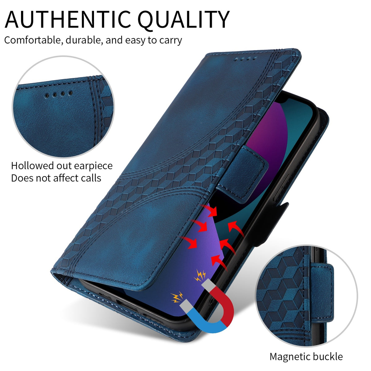 ELECTROPRIME For iPhone 15 Embossed Rhombus Starry Leather Phone Case(Blue)
