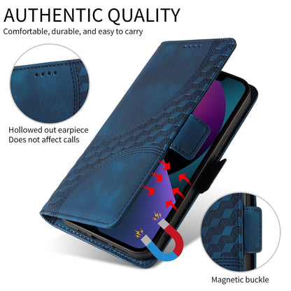 ELECTROPRIME For iPhone 15 Embossed Rhombus Starry Leather Phone Case(Blue)
