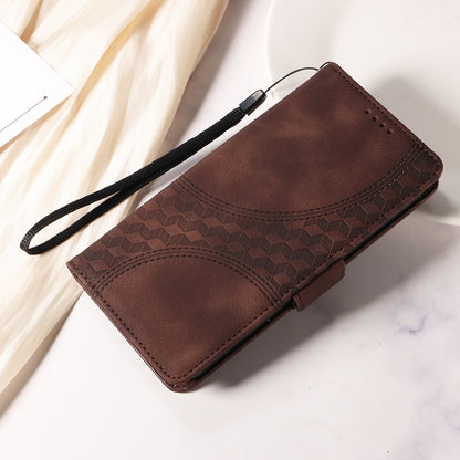 ELECTROPRIME For iPhone 15 Embossed Rhombus Starry Leather Phone Case(Brown)