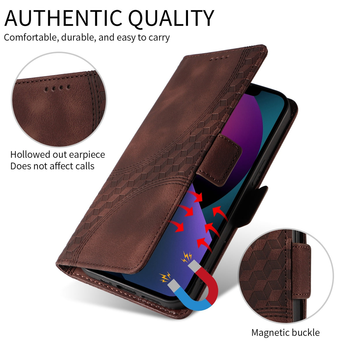 ELECTROPRIME For iPhone 15 Embossed Rhombus Starry Leather Phone Case(Brown)