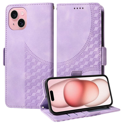 ELECTROPRIME For iPhone 15 Embossed Rhombus Starry Leather Phone Case(Purple)