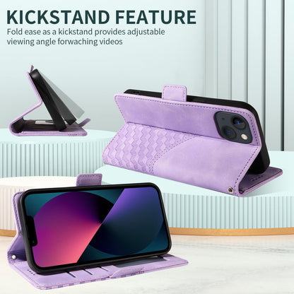 ELECTROPRIME For iPhone 15 Embossed Rhombus Starry Leather Phone Case(Purple)