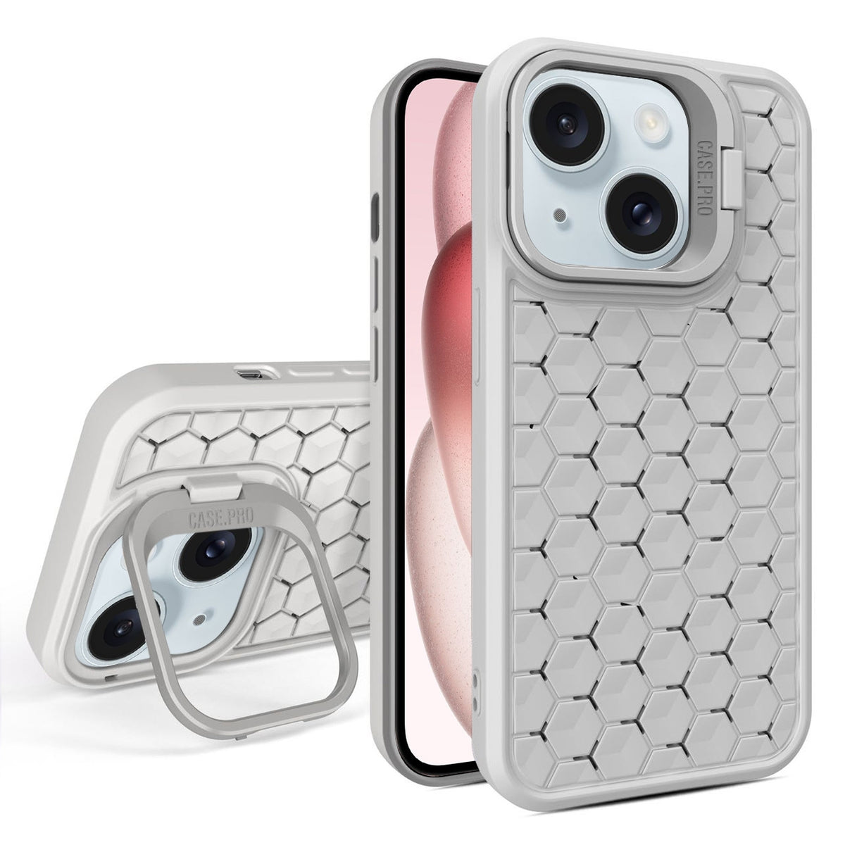 ELECTROPRIME For iPhone 15 Plus Honeycomb Radiating Lens Holder Magsafe Phone Case(Grey)