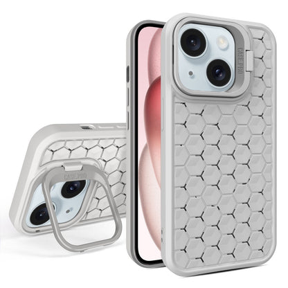 ELECTROPRIME For iPhone 15 Plus Honeycomb Radiating Lens Holder Magsafe Phone Case(Grey)