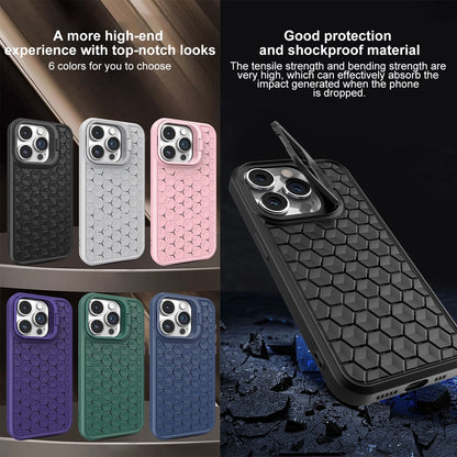 ELECTROPRIME For iPhone 15 Plus Honeycomb Radiating Lens Holder Magsafe Phone Case(Grey)