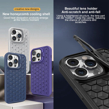 ELECTROPRIME For iPhone 15 Plus Honeycomb Radiating Lens Holder Magsafe Phone Case(Grey)