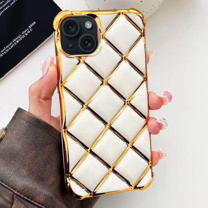 ELECTROPRIME For iPhone 15 Electroplated Varnish Diamond TPU Phone Case(White)