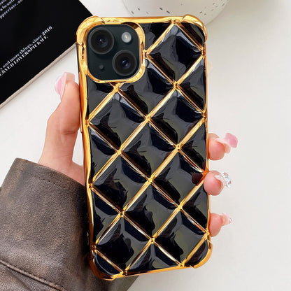 ELECTROPRIME For iPhone 15 Electroplated Varnish Diamond TPU Phone Case(Black)