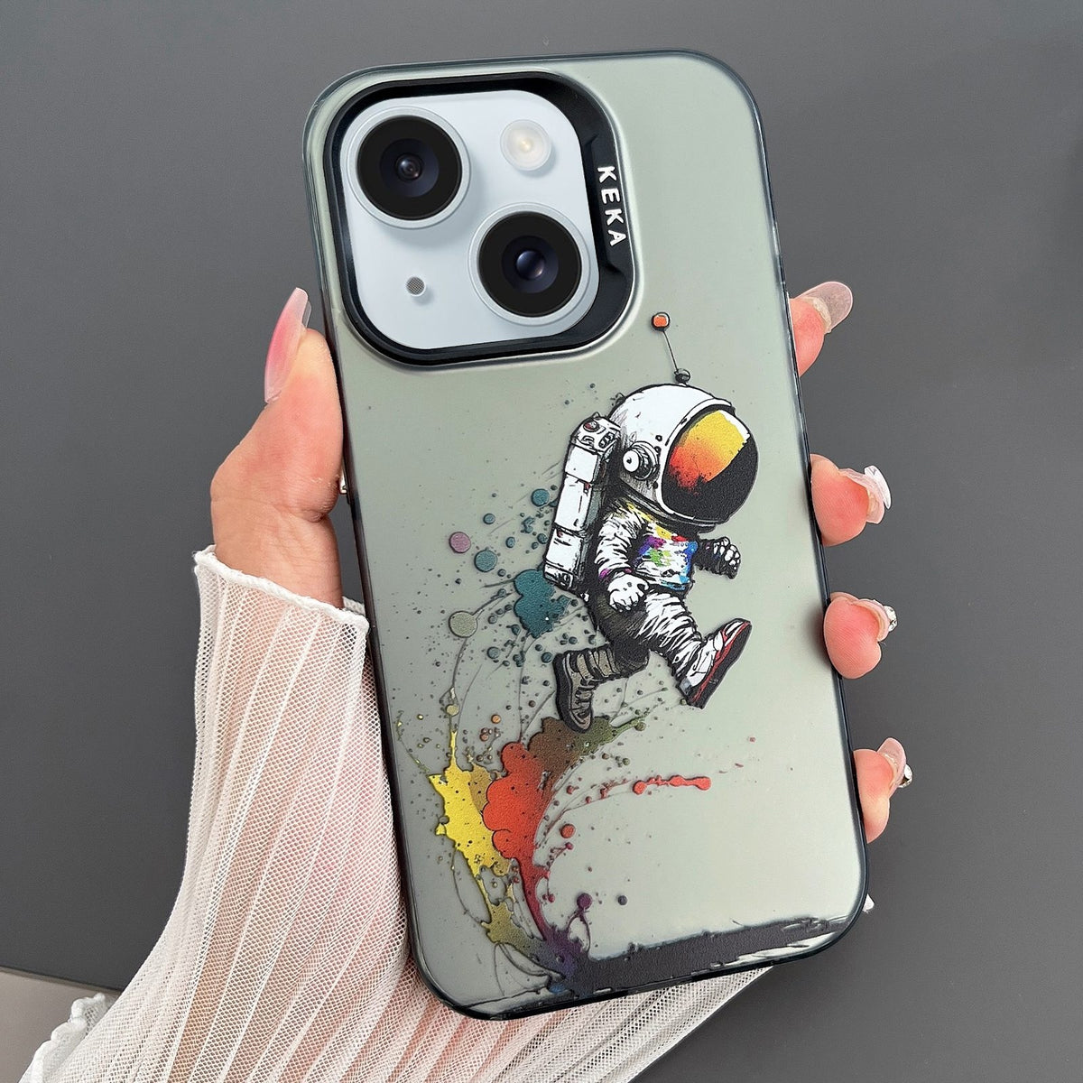 ELECTROPRIME For iPhone 15 Plus Dual-sided IMD Animal Graffiti TPU + PC Phone Case(Strolling Astronauts)