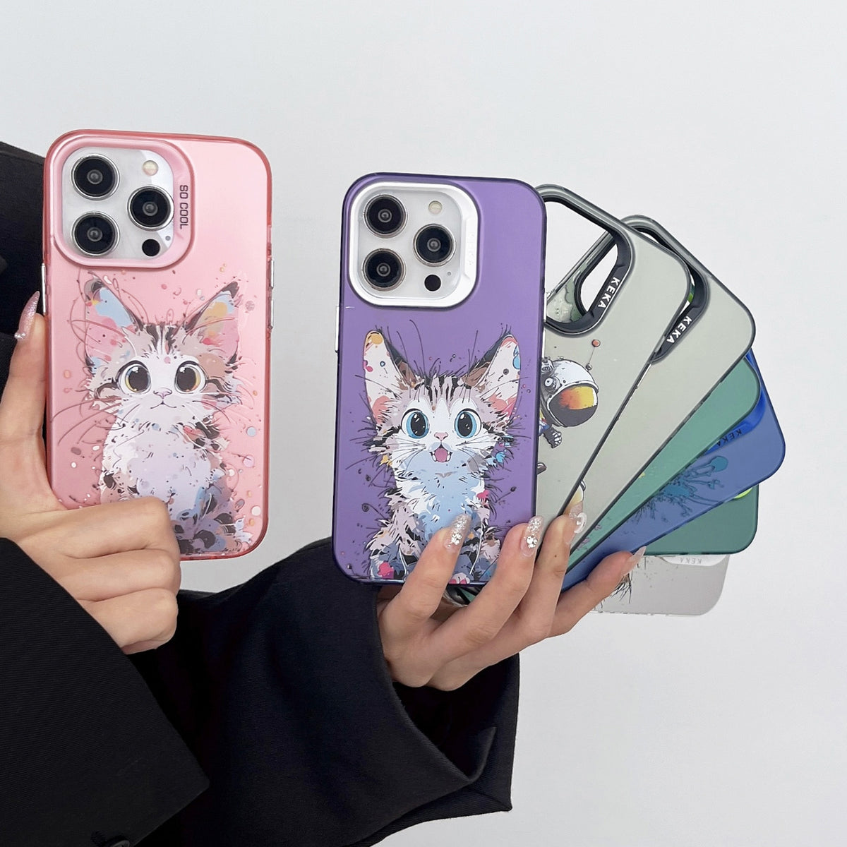ELECTROPRIME For iPhone 15 Plus Dual-sided IMD Animal Graffiti TPU + PC Phone Case(Strolling Astronauts)