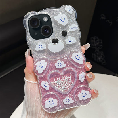 ELECTROPRIME For iPhone 15 Plus Bear Shaped Painted TPU Phone Case(Cloud)