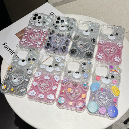 ELECTROPRIME For iPhone 15 Plus Bear Shaped Painted TPU Phone Case(Cloud)
