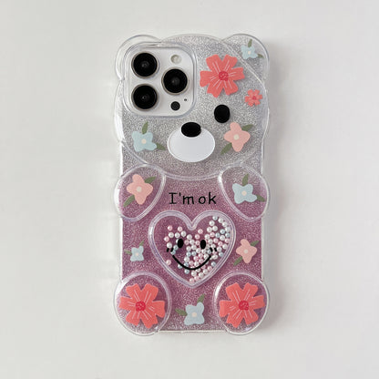 ELECTROPRIME For iPhone 15 Plus Bear Shaped Painted TPU Phone Case(Cloud)
