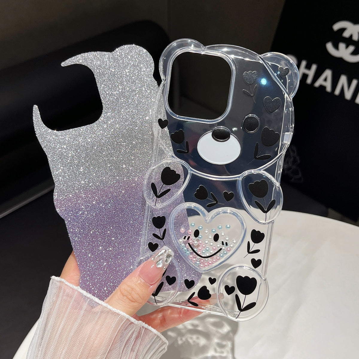 ELECTROPRIME For iPhone 15 Plus Bear Shaped Painted TPU Phone Case(Cloud)