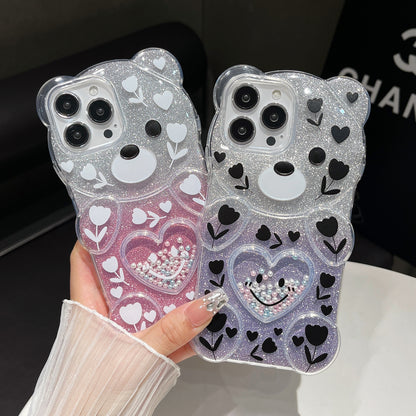 ELECTROPRIME For iPhone 15 Plus Bear Shaped Painted TPU Phone Case(Cloud)