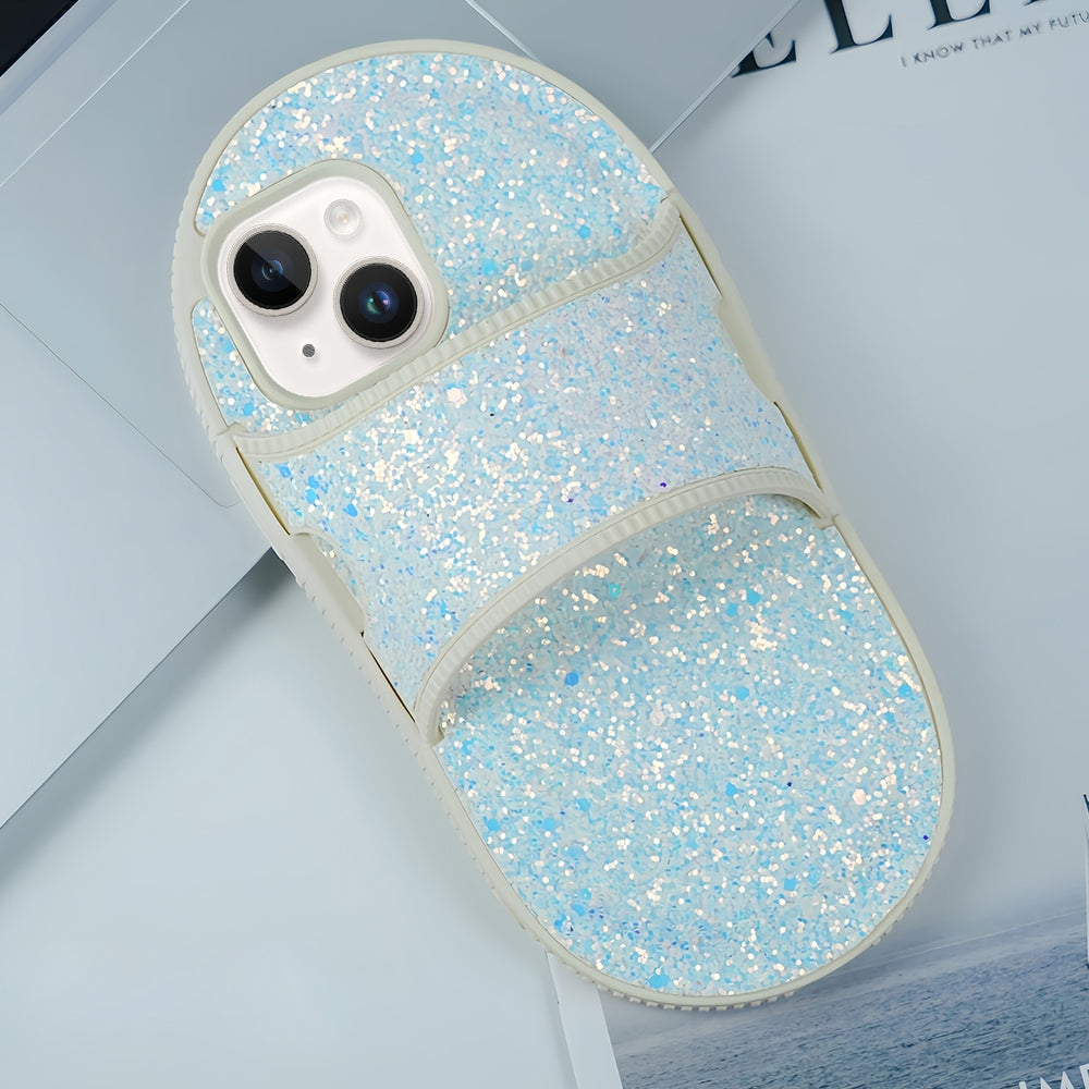 ELECTROPRIME For iPhone 15 Creative Glitter Slipper Design TPU Shockproof Phone Case(white)