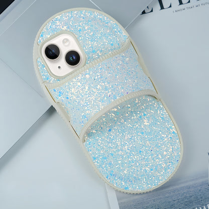 ELECTROPRIME For iPhone 15 Creative Glitter Slipper Design TPU Shockproof Phone Case(white)
